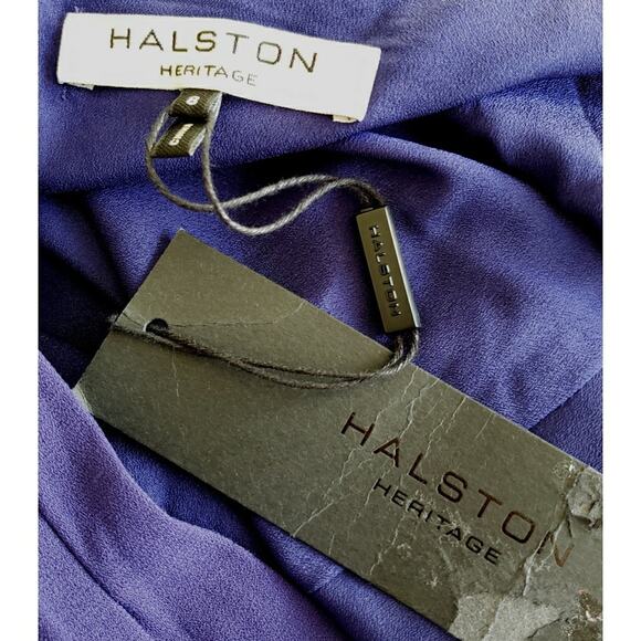HALSTON HERITAGE halter fit & flare cocktail dress in Astral blue Size 8 NEW - Picture 4 of 7